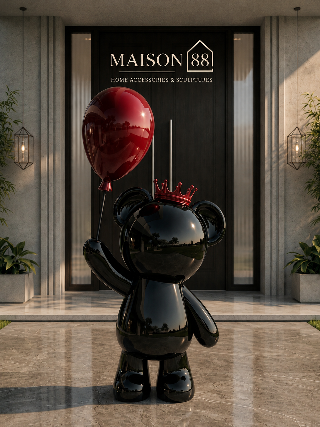 Bear with Balloon Sculpture