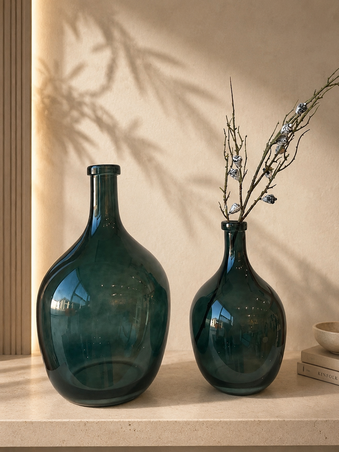 Green Blue Vase Set of 2
