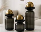 Trans black vase with golden balls set of 3