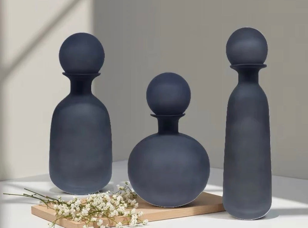 Black mate vase set of 3