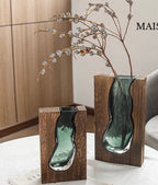 Wooden glass vase Set of 2