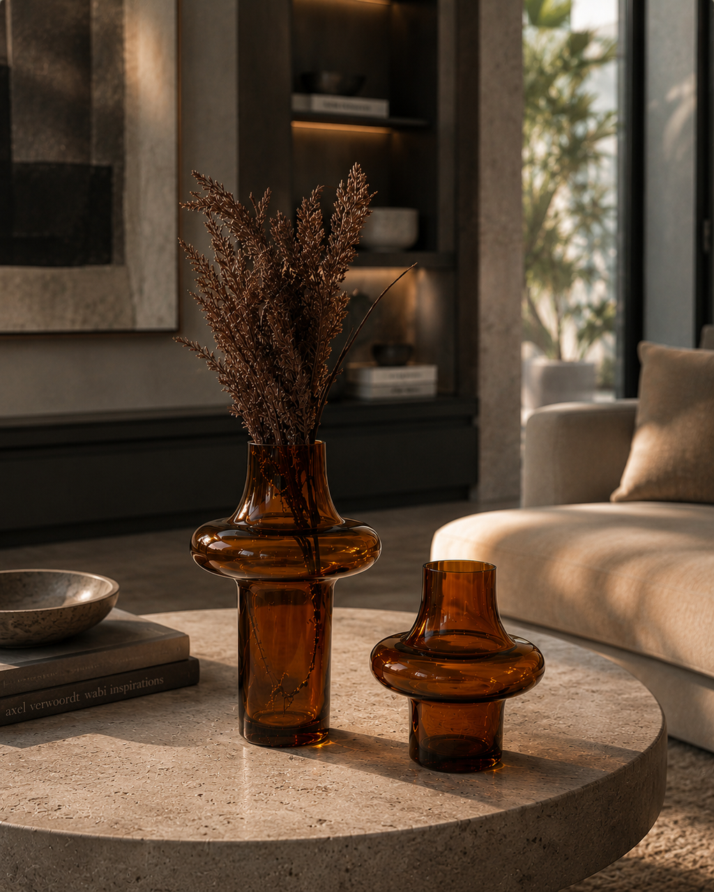 Orange ring vase set of 2