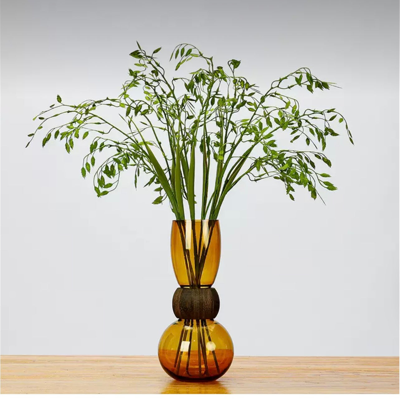 Vase with wood ring set of 2