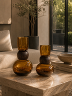 Vase with wood ring set of 2