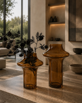Vase with ring brown set of 2