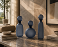 Black mate vase set of 3