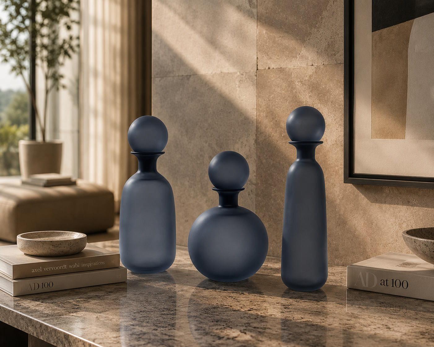Black mate vase set of 3