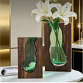 Wooden glass vase Set of 2