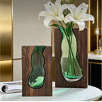 Wooden glass vase Set of 2