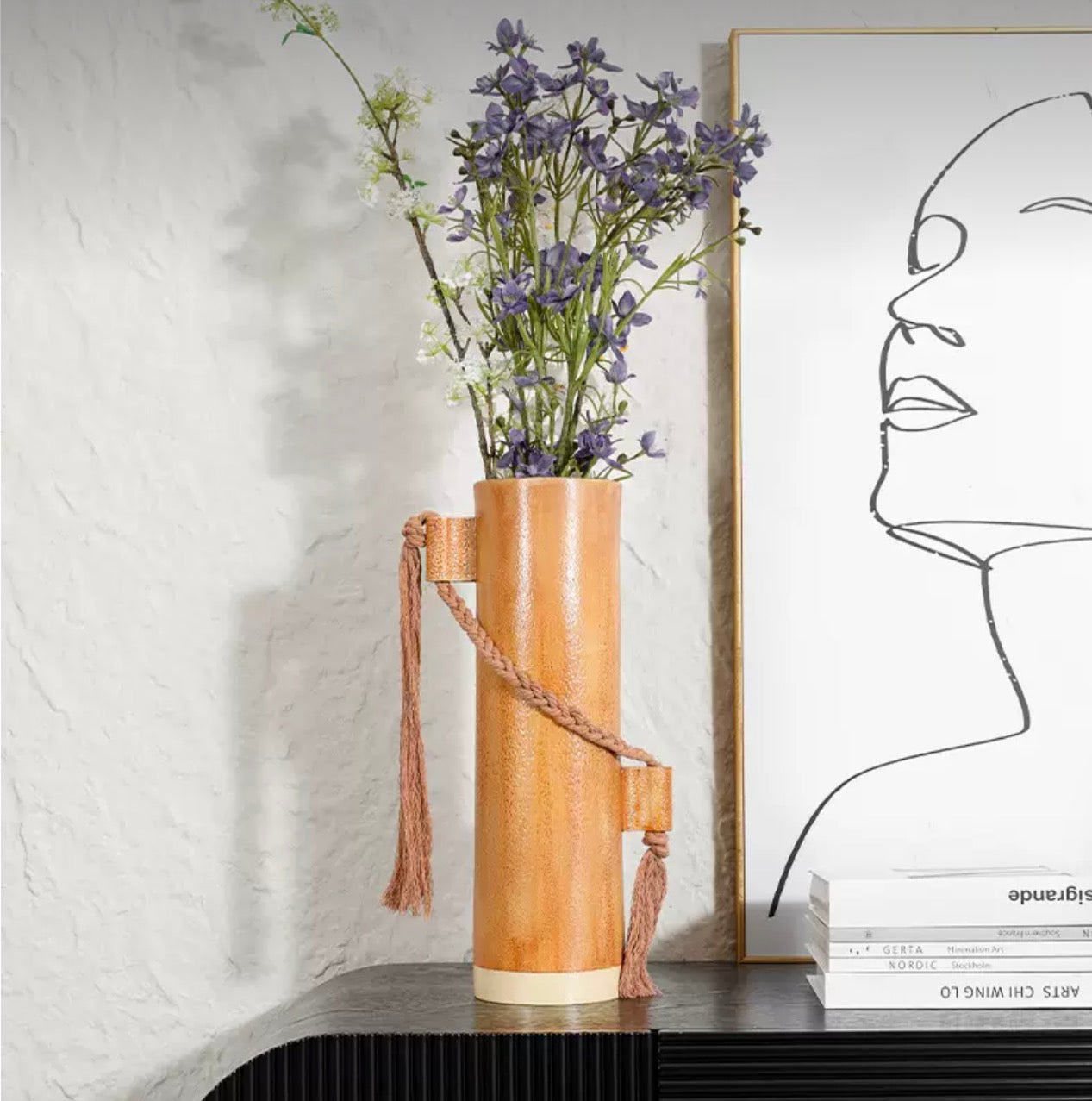 Orange vase with robe