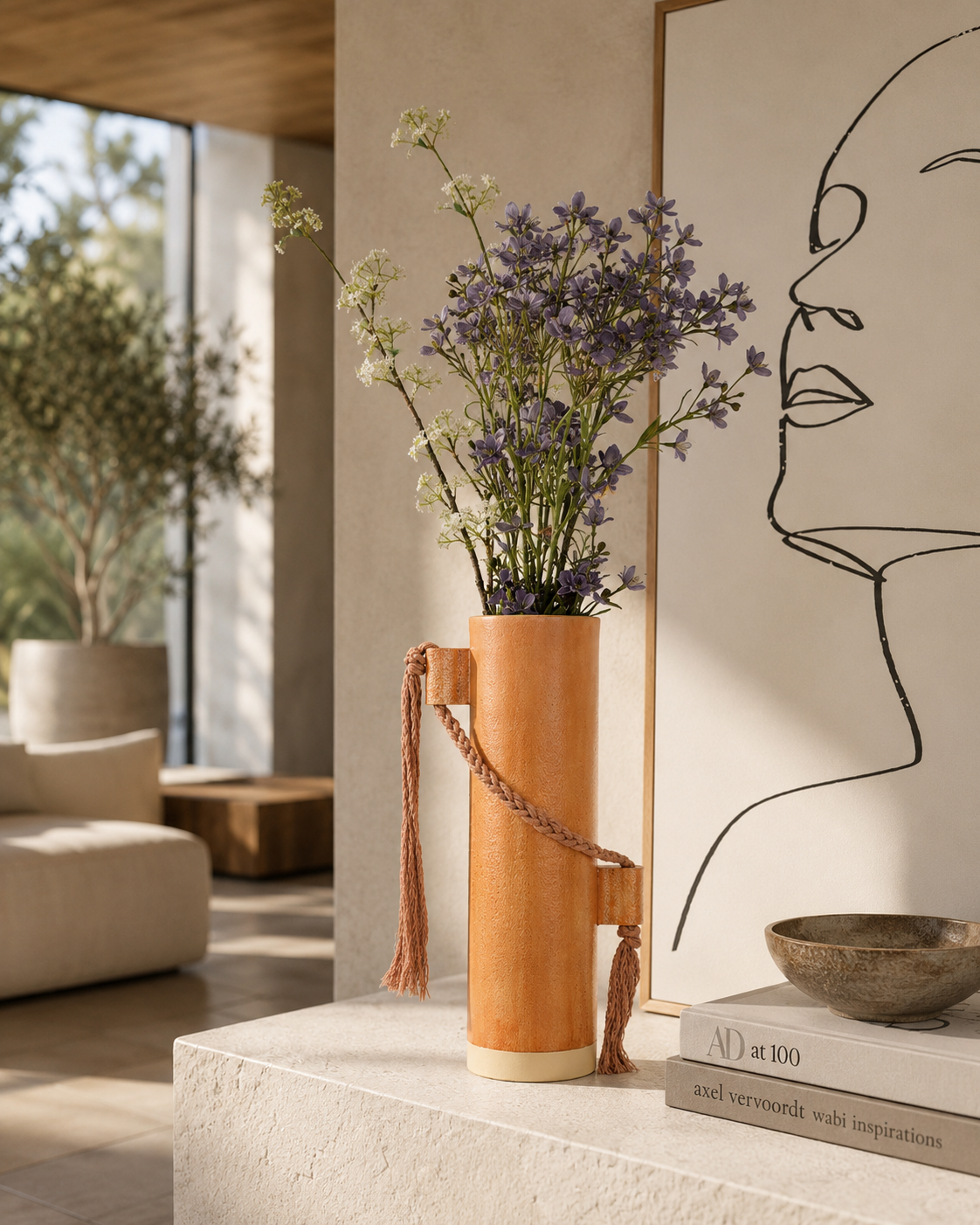 Orange vase with robe