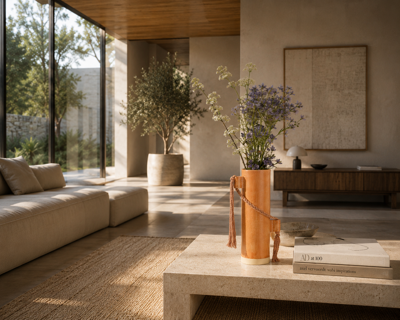 Orange vase with robe