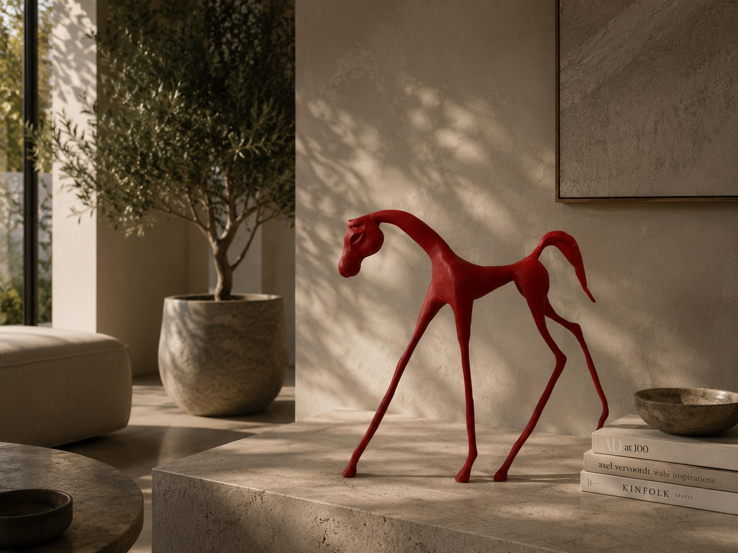 Red metal horse