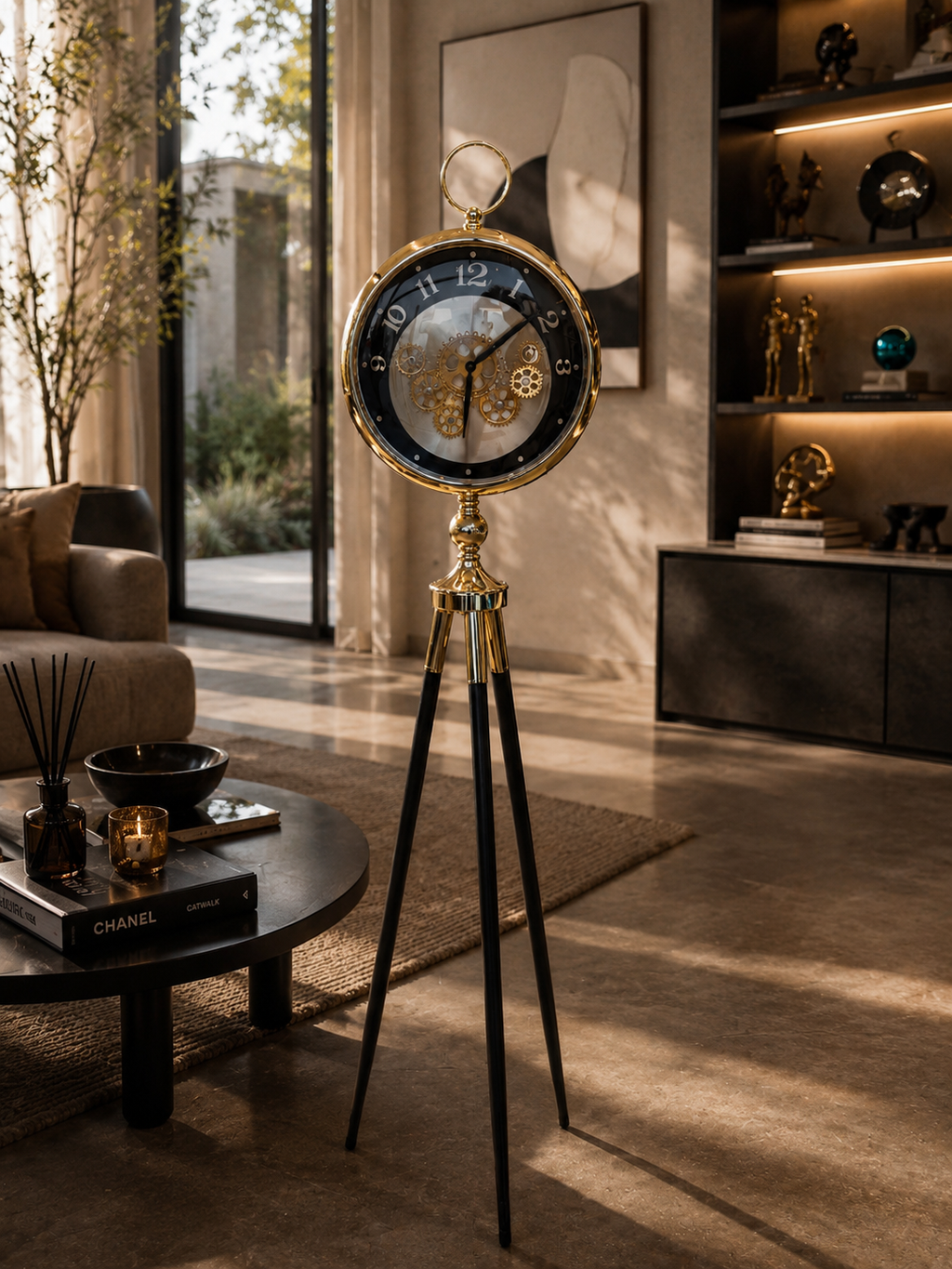Floor watch gold black