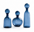 Trans blue vase with ball set of 3
