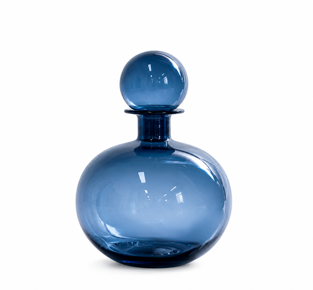 Trans blue vase with ball set of 3